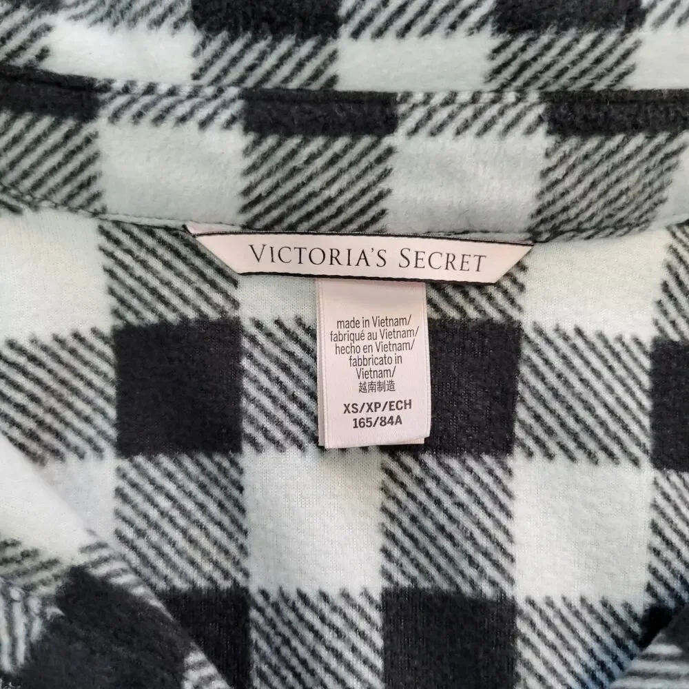 Victoria's Secret Plaid Flannel Pajama Top XS Cotton Button Up Sleep Shirt